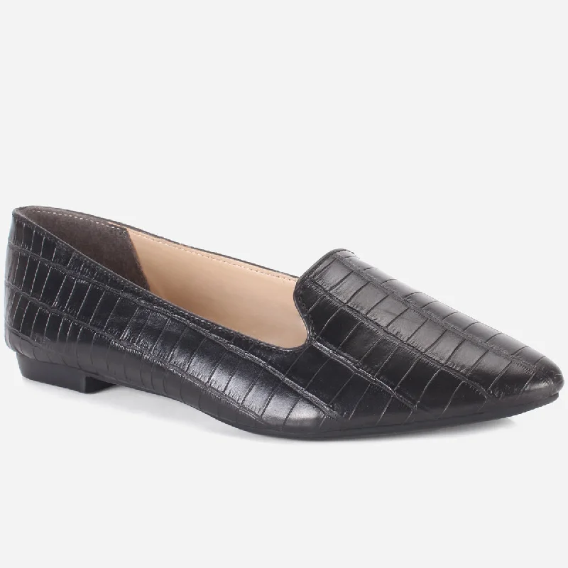 WOMEN "HALLE" POINTED TOE SLIP ON SHOES Checkered Shoe Pattern Look  