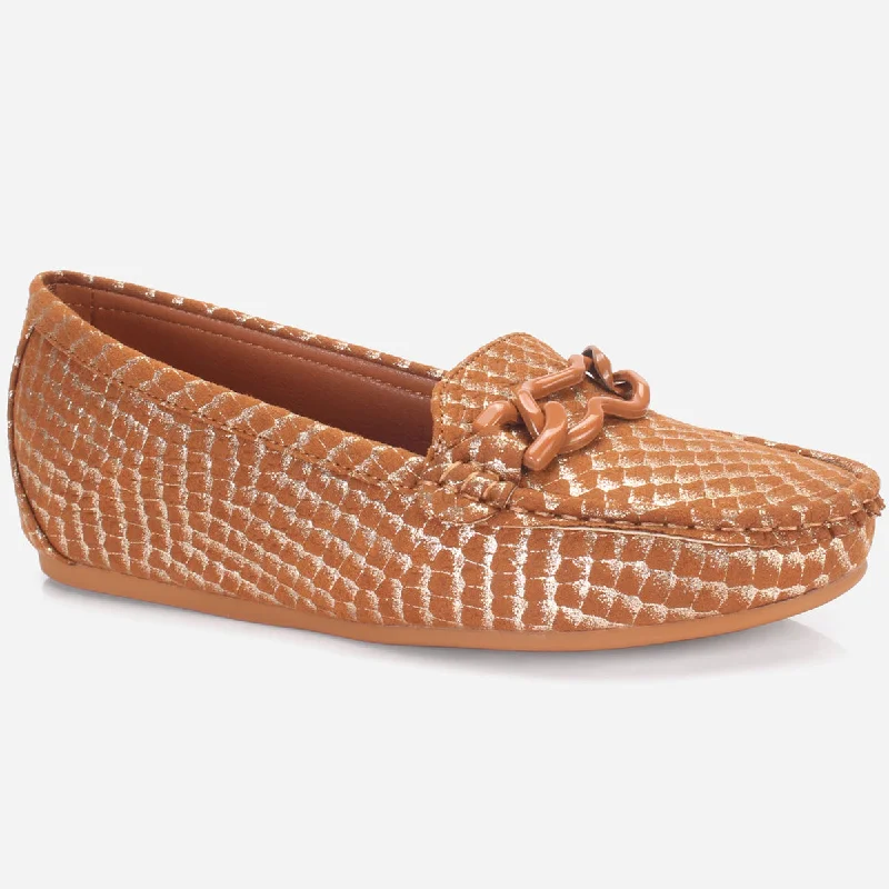 Women's "BINACA" Wedge Comfy Slide In Moccasins Distressed Leather Shoe Style  