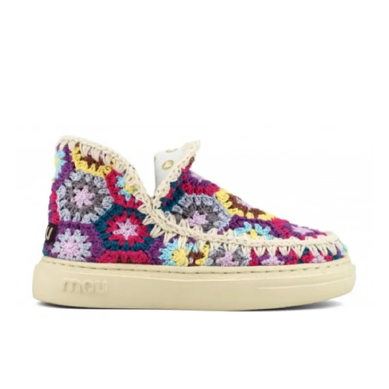Women's Bold Eskimo Sneaker In Full Multi Crochet Victorian - Era Boot Style  