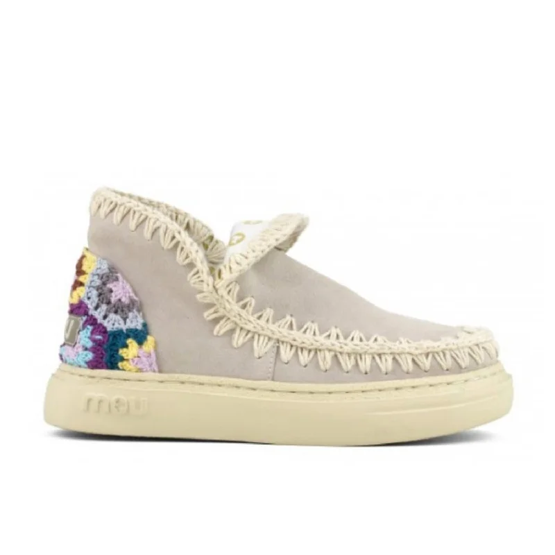 Women's Bold Eskimo Sneaker With Crochet Heel In Chalk Monochromatic Shoe Look  