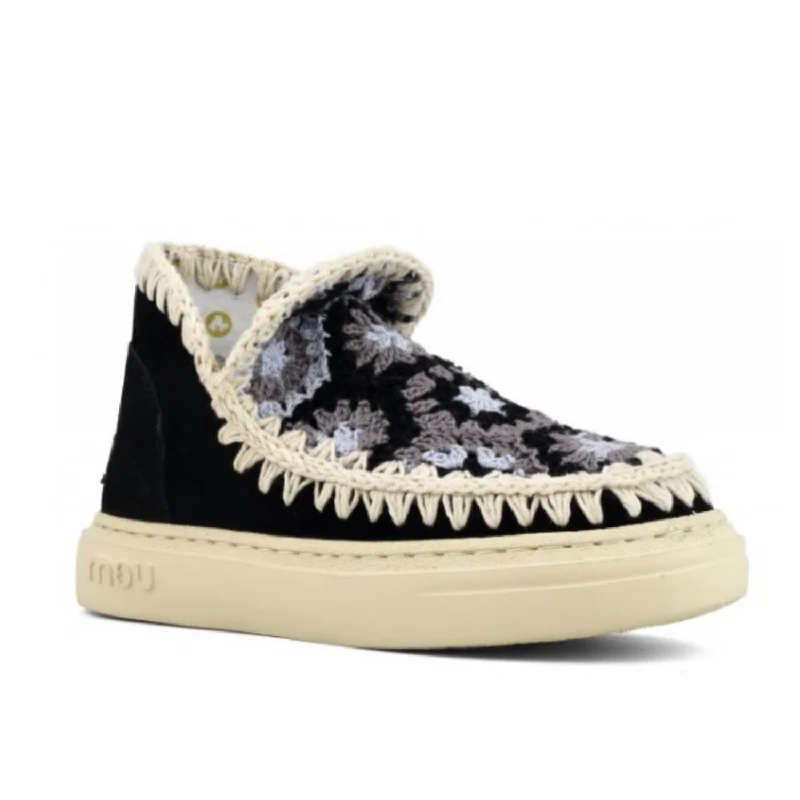 Women's Bold Eskimo Sneaker With Crochet Upper In Black Combo Vintage Oxford Appeal 