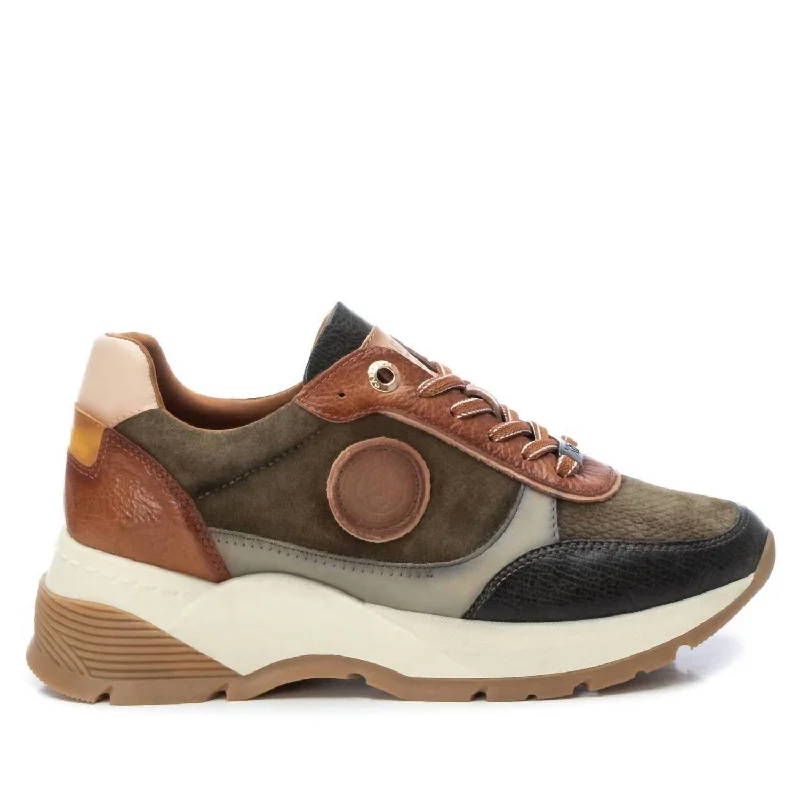 Women's Casual Sneakers In Khaki Paisley Print Shoe Design  