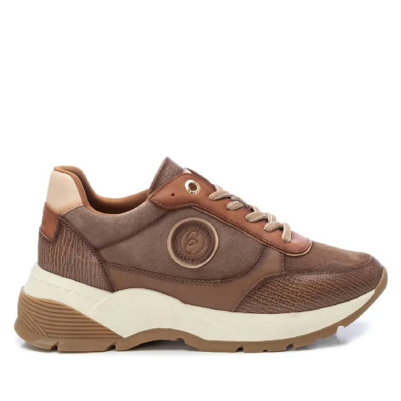 Women's Casual Sneakers In Taupe Beaded Moccasin Design 