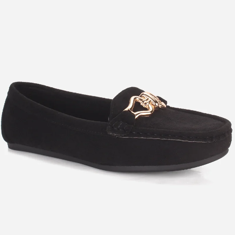 Womens "DOIRE" Flat Comfy Slide In Moccasins Ivy League - Inspired Derby Look 