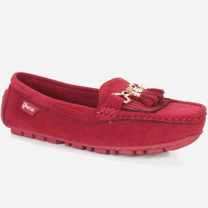 Womens "ISSA" Flat Comfy Slide In Moccasins Distressed Leather Shoe Style  