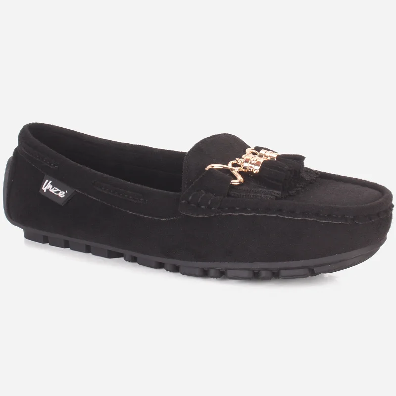 Womens "ISSA" Flat Comfy Slide In Moccasins Strap - Up Sandal Resort Style  