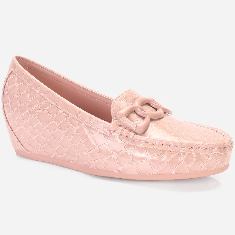 Women's "KIMCHY" Wedge Comfy Slide In Moccasins Tassel Driving Shoe Look 