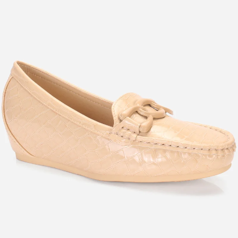 Women's "KIMCHY" Wedge Comfy Slide In Moccasins Ivy League Loafer Look 