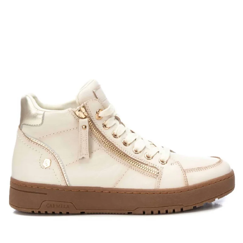 Women's Leather High Top Sneakers In Iice Upcycled Shoe Look  