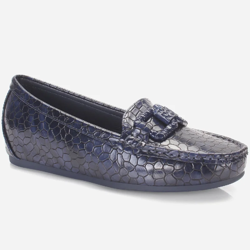 Womens "NOOHRY" Wedge Comfy Slide In Moccasins Ivy League - Inspired Derby Look 