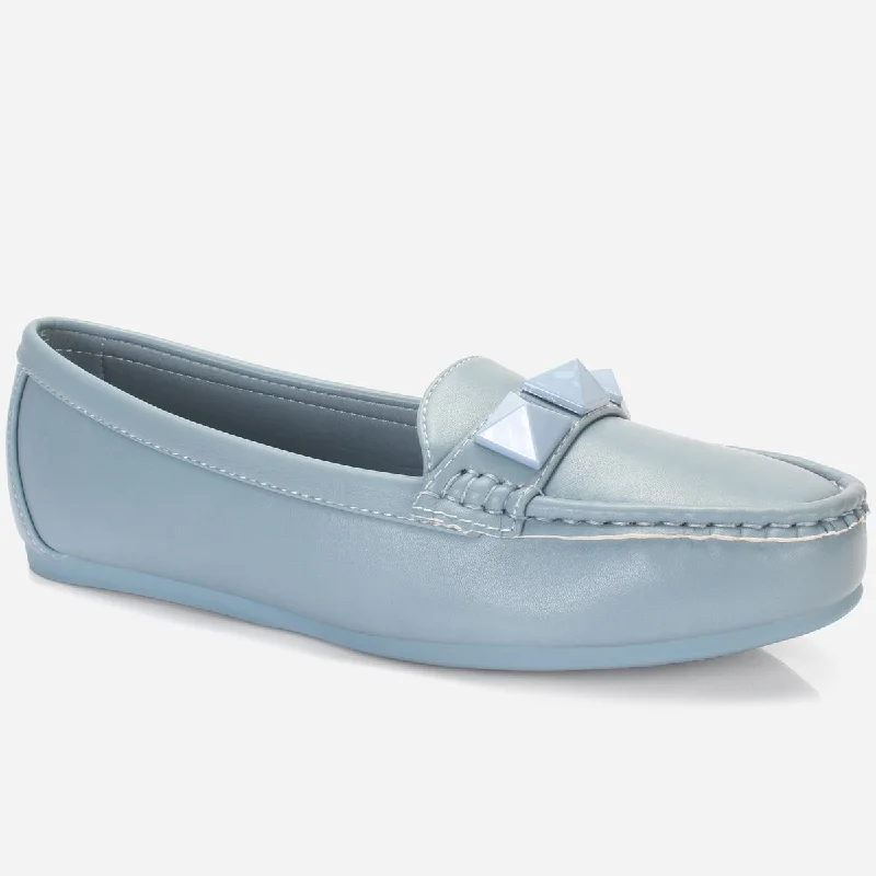 Womens "ORPHIA" Flat Comfy Slide In Moccasins Elastic - Sided Chelsea Look  