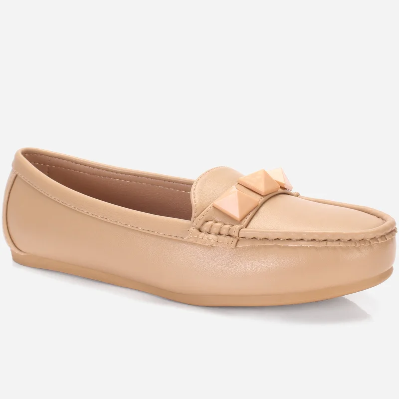 Womens "ORPHIA" Flat Comfy Slide In Moccasins Open - Lacing Derby Look  