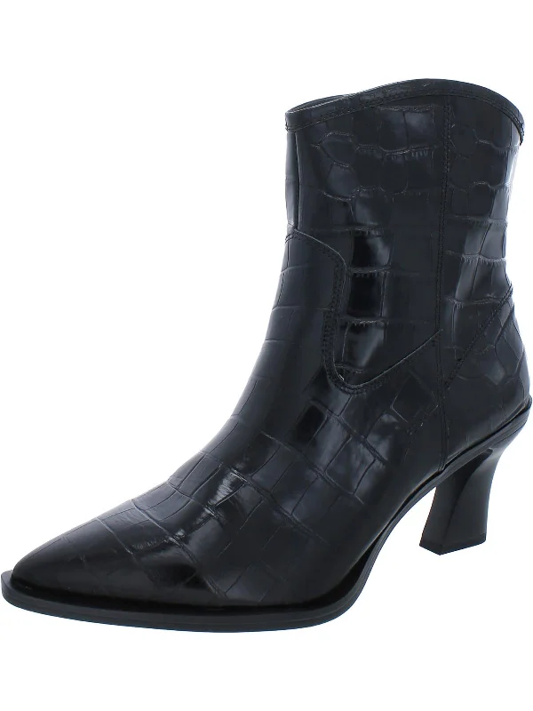 Womens Solid Pointed Toe Mid-Calf Boots British Gentleman Oxford Style  