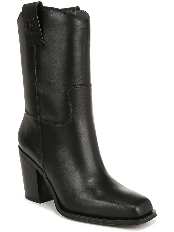 Womens Solid Square Toe Mid-Calf Boots Tassel Driving Shoe Look 