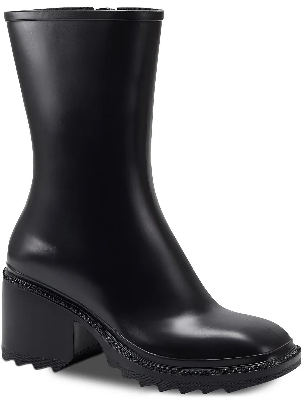 Womens Square Toe Block Heel Mid-Calf Boots Smart - Shoe Functionality Style  