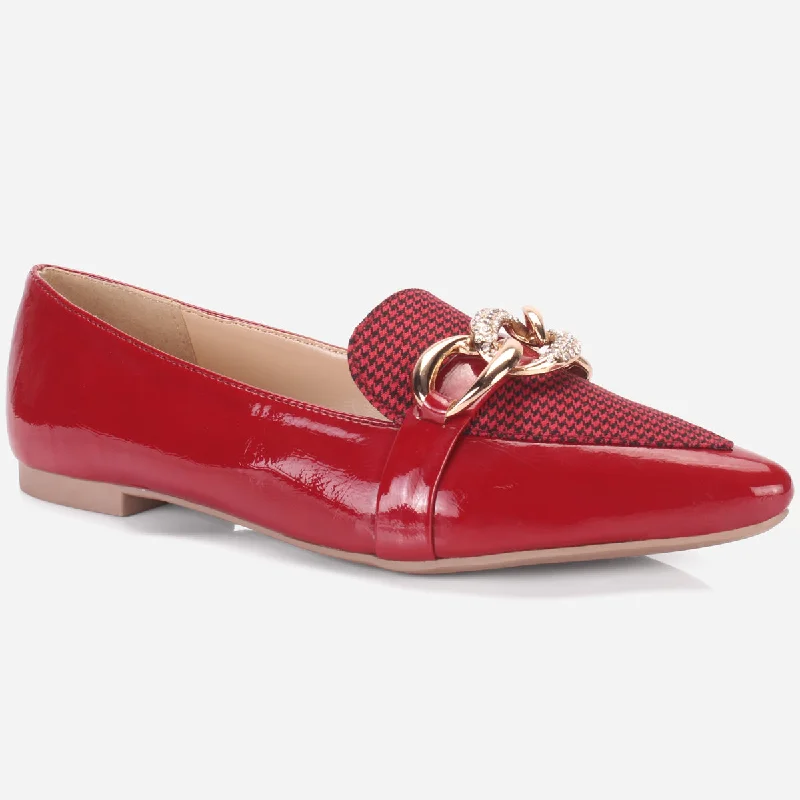 Women's "STILLA" Pointed Toe Decorated Flat Pumps Mod Oxford Design  