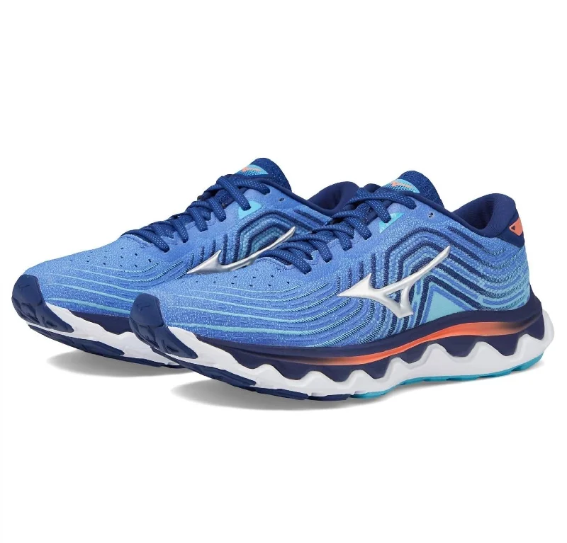 Women's Wave Horizon 6 Running Shoe In Dazzling Blue/silver Upcycled Shoe Look  