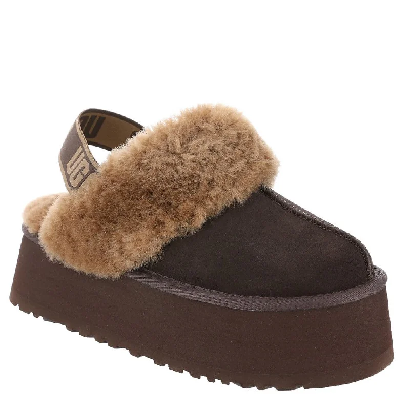 Womens Shoe UGG FUNKETTE Platform Sheepskin & Suede Slippers 1113474 BURNT CEDAR Moccasin Soft - Sole Style Womens Shoe UGG FUNKETTE Platform Sheepskin & Suede Slippers 1113474 BURNT CEDAR Moccasin Soft - Sole Style