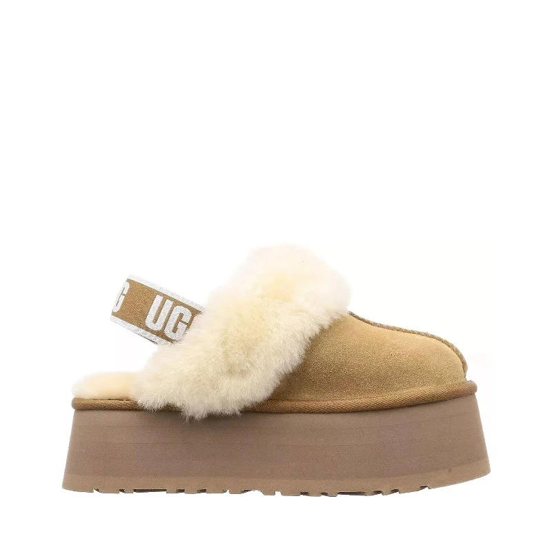 Women's Shoes UGG FUNKETTE Platform Sheepskin & Suede Slippers 1113474 CHESTNUT Ivy League Loafer Look Women's Shoes UGG FUNKETTE Platform Sheepskin & Suede Slippers 1113474 CHESTNUT Ivy League Loafer Look