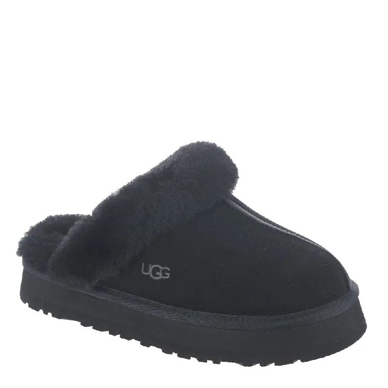 Women's Shoes UGG DISQUETTE Platform Sheepskin & Suede Slippers 1122550 BLACK Glow - in - the - Dark Shoe Design Women's Shoes UGG DISQUETTE Platform Sheepskin & Suede Slippers 1122550 BLACK Glow - in - the - Dark Shoe Design