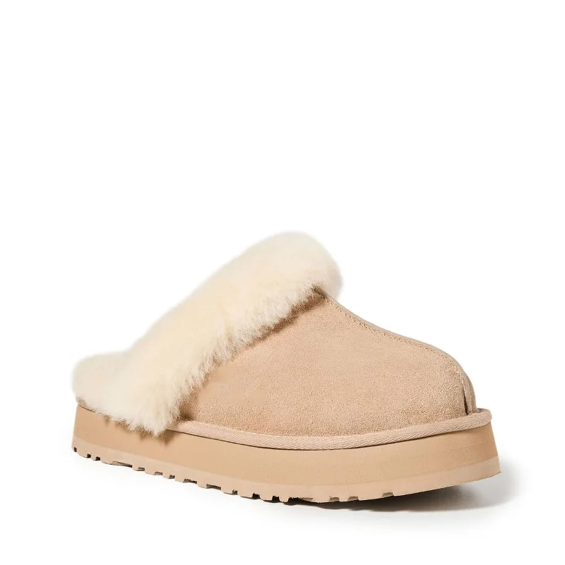 Women's Shoes UGG DISQUETTE Platform Sheepskin & Suede Slippers 1122550 SAND Buckle - Women's Shoes UGG DISQUETTE Platform Sheepskin & Suede Slippers 1122550 SAND Buckle -