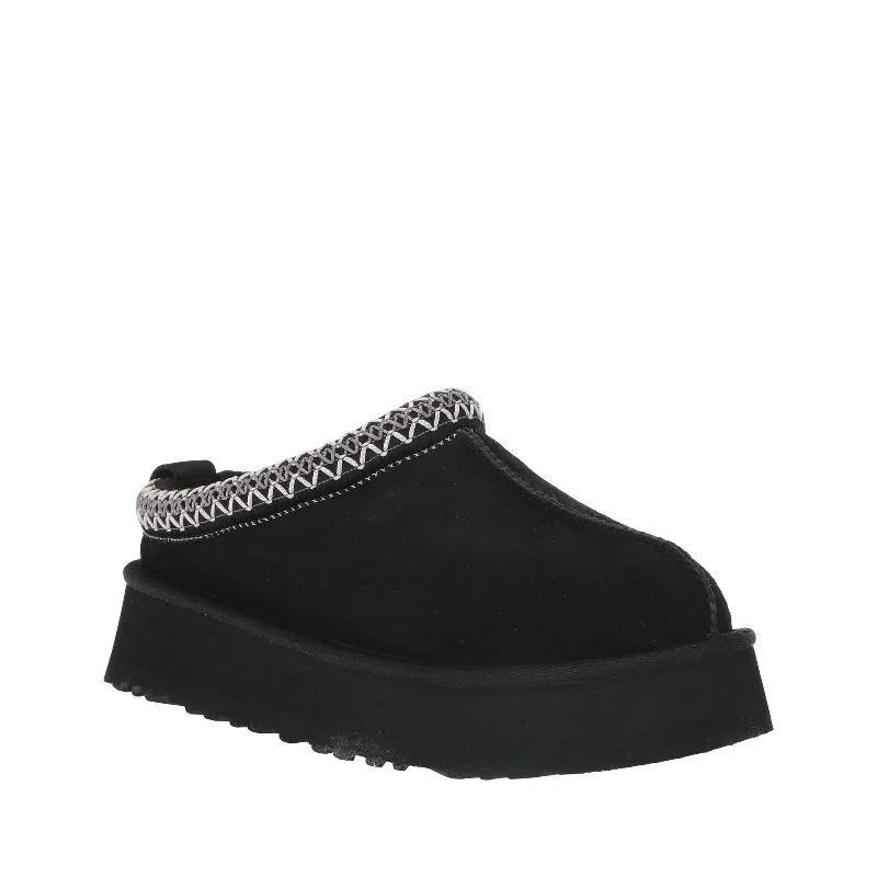 Women's Shoes UGG TAZZ Platform Suede Slippers 1122553 BLACK Single - Buckle Monk Look Women's Shoes UGG TAZZ Platform Suede Slippers 1122553 BLACK Single - Buckle Monk Look