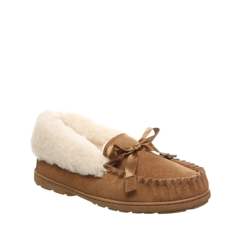 Women's Shoes Bearpaw INDIO Suede Moccasin Slippers 2165W HICKORY Strap - Up Sandal Resort Style  