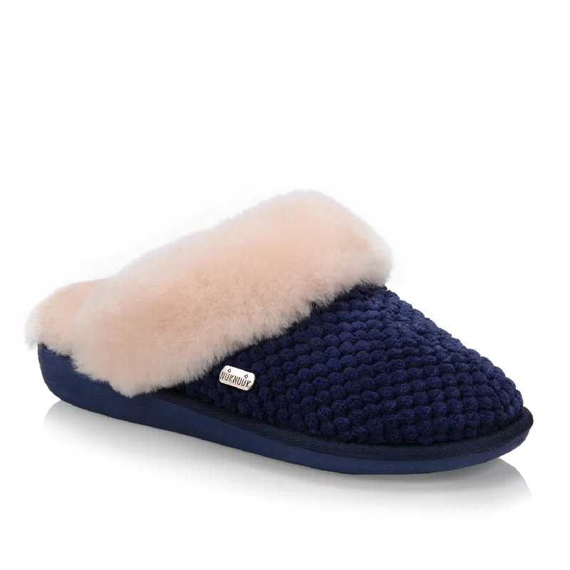 Alexa Women's Slipper (Navy) Camouflage Print Boot Style  