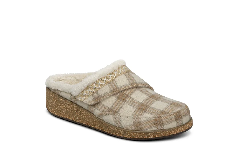 Clara - Oatmeal Plaid Tailored Oxford Style 