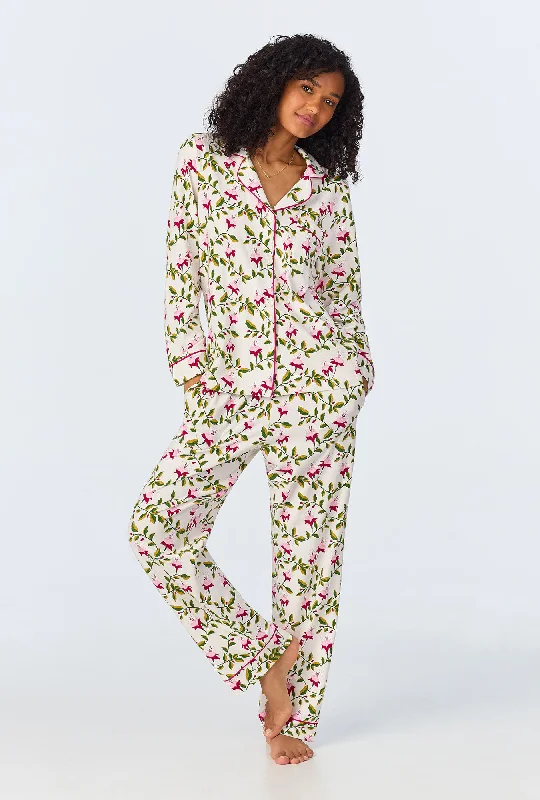 Dancing Fuchsias Long Sleeve Classic Stretch Jersey Long PJ Set