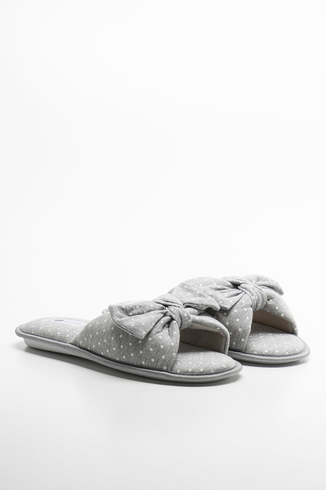 Dot Slipper Light Grey Open - Lacing Derby Look  