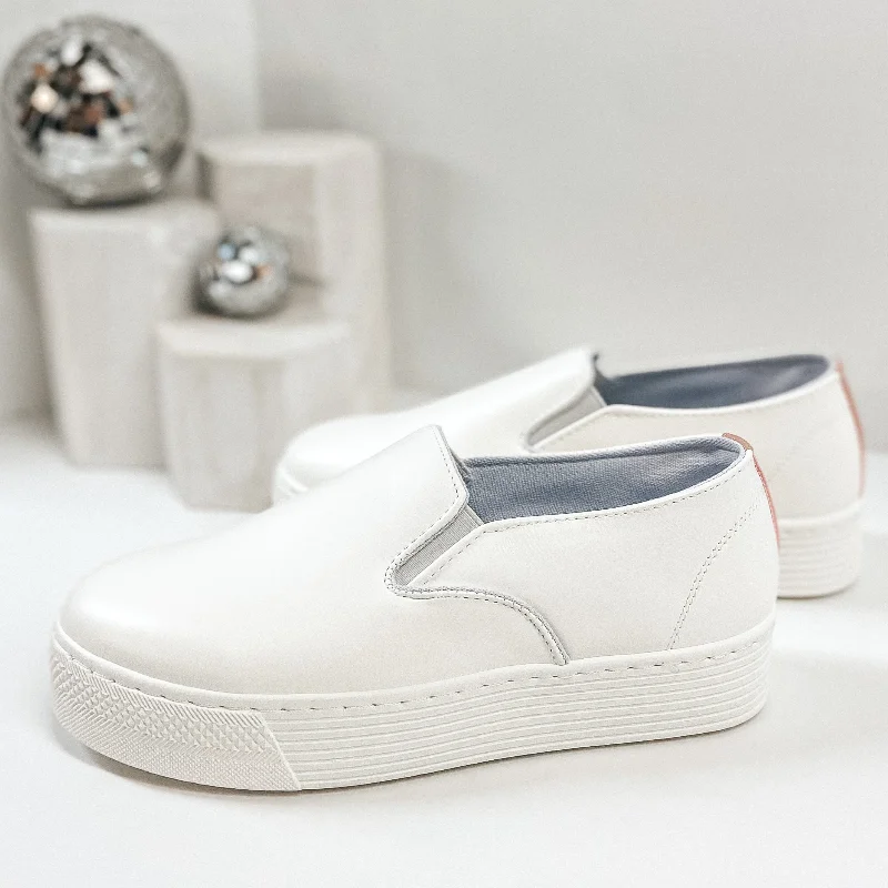 City Style Step In Flatform Sneakers in White Hiking Boot Durability Style  