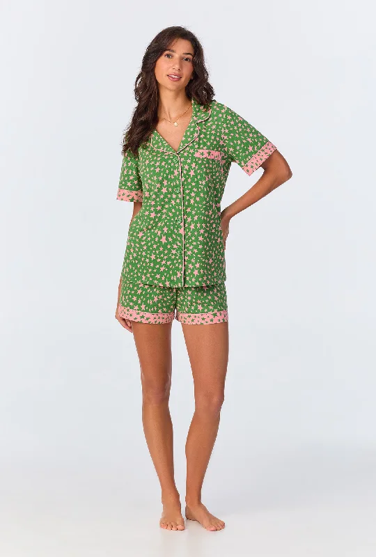 Green Starlight Short Sleeve Classic Shorty Stretch Jersey PJ Set