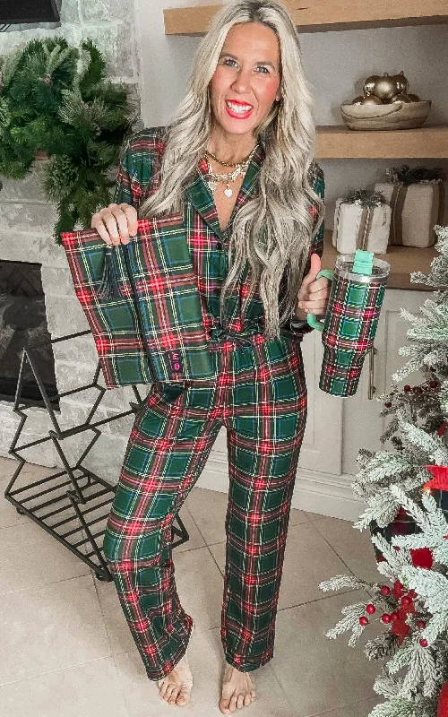 Green Tartan Classic Pajama Pant Set by Salty Wave (TOP & BOTTOM) *DEAL-COUPON EXCLUDED