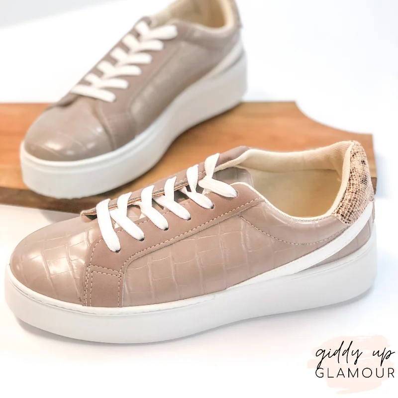 Last Chance Size 6 | Can't Stay Away Crocodile Sneakers with Snakeskin Heel Patch in Grey Distressed Leather Shoe Style Last Chance Size 6 | Can't Stay Away Crocodile Sneakers with Snakeskin Heel Patch in Grey Distressed Leather Shoe Style