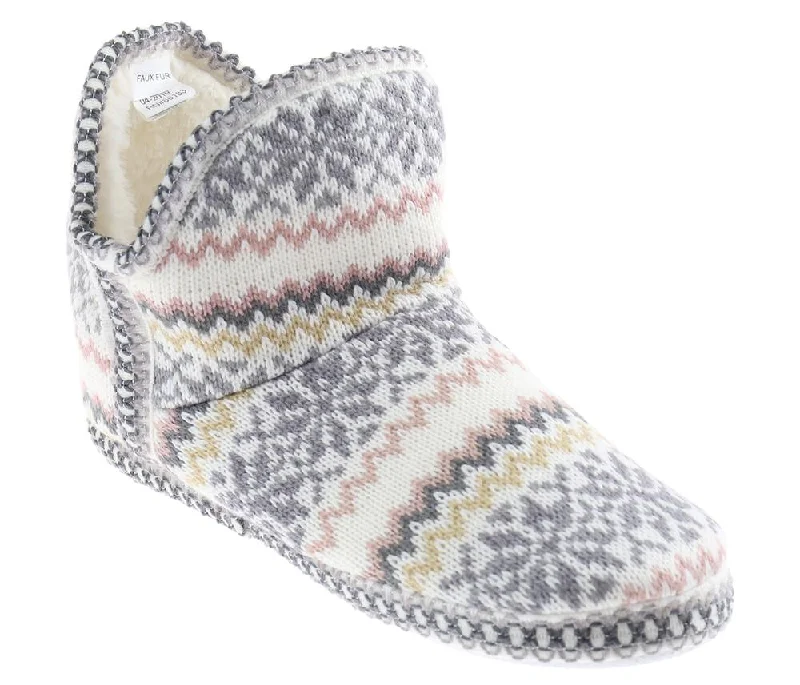 Ladies Fairisle Knit Slipper Boot Lightweight Tennis Sneaker Look  