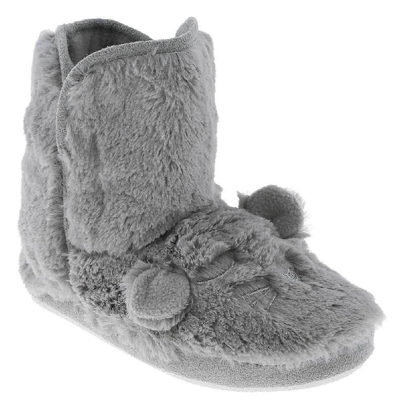 Ladies Faux Fur Sleeping Mouse Slipper Boot Loose - Fit Slipper Style  