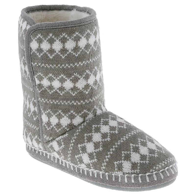 Ladies Grey Diamond Knit Slipper Boot Retro Basketball Sneaker Design  
