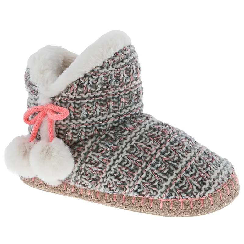 Ladies Woven Knit Slipper Boot Combat - Inspired Military Boot Look  