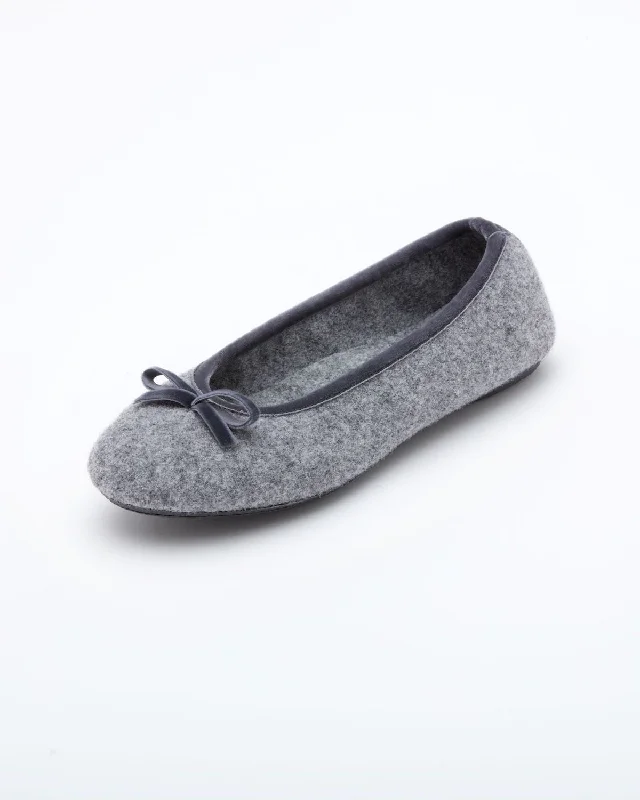 Cinderella Ballet Flat Slipper Heather Grey Retro Plimsoll Style  