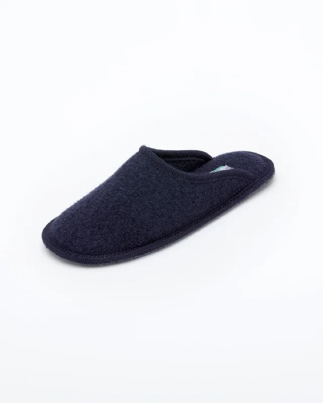 Women's Boiled Wool Stella Slipper Navy Aesthetic  