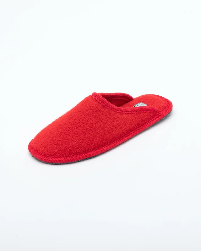 Women's Boiled Wool Stella Slipper Red Elastic - Sided Chelsea Look  