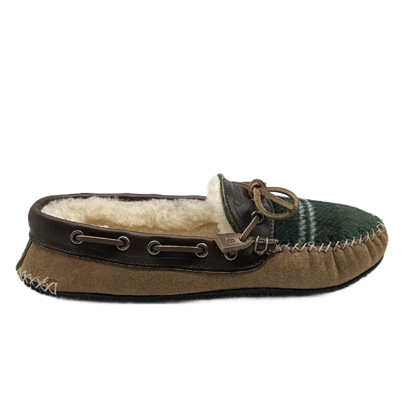 LE Women's Fireside Slipper - Green Plaid Chestnut Minimalist Sneaker Style  