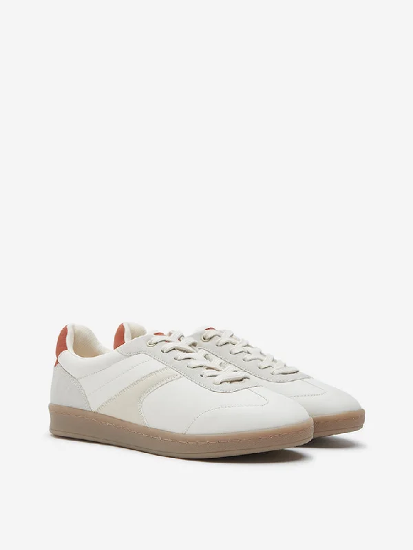 LUNA BLU Beige Colour-Blocked Sneakers Tailored Oxford Style 