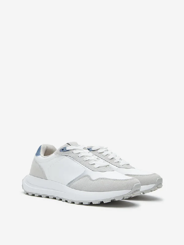 LUNA BLU Grey Colour-Blocked Design Sneakers Skateboarding Sneaker Style  