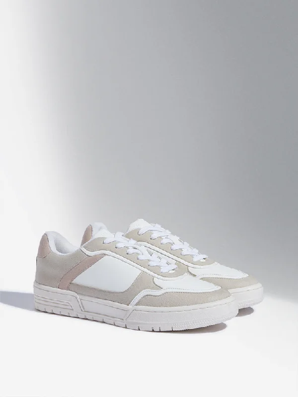 LUNA BLU Taupe Colour-Blocked Sneakers Smart - Shoe Functionality Style  
