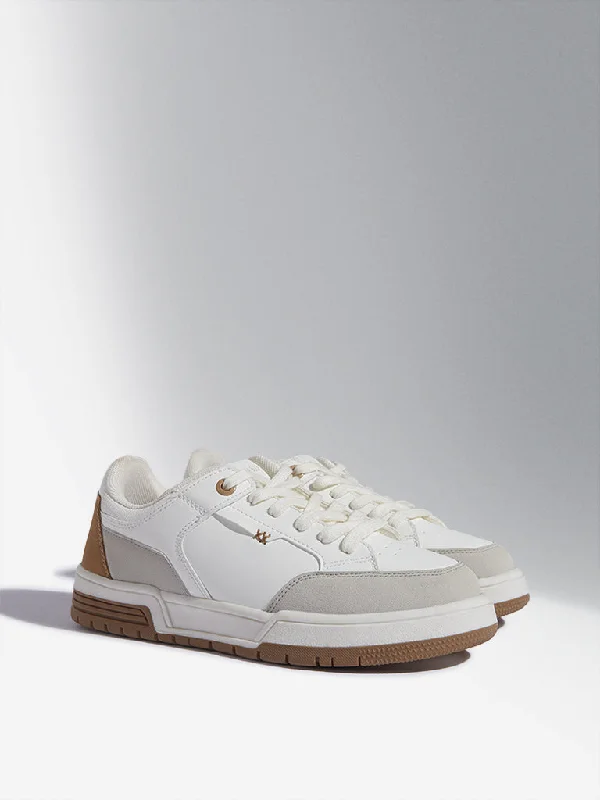 LUNA BLU White Colour-Blocked Sneakers Bespoke Shoe Aesthetic 