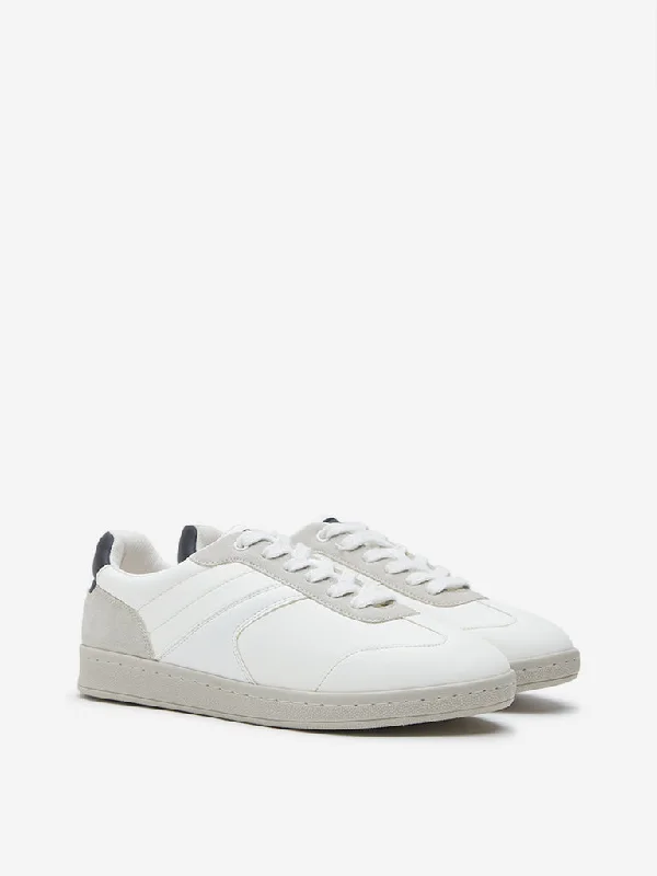 LUNA BLU White Colour-Blocked Sneakers Dressy Chelsea Boot Style 
