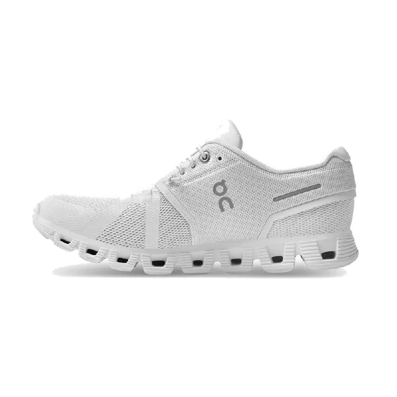 On Women's Cloud 5 Shoes - All White Paisley Print Shoe Design  