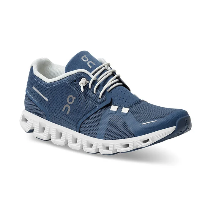 On Women's Cloud 5 Shoes - Denim / White Two - Tone Shoe Design  
